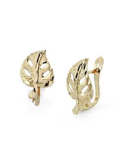 18K PENDIENTES HOJA CALADA...