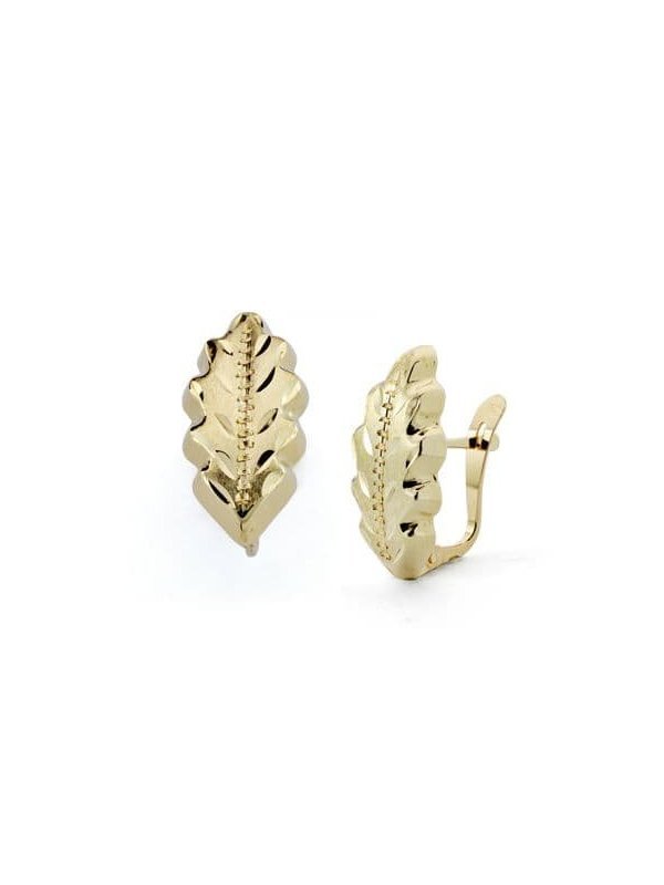 18K PENDIENTES ORO AMARILLO HOJA...
