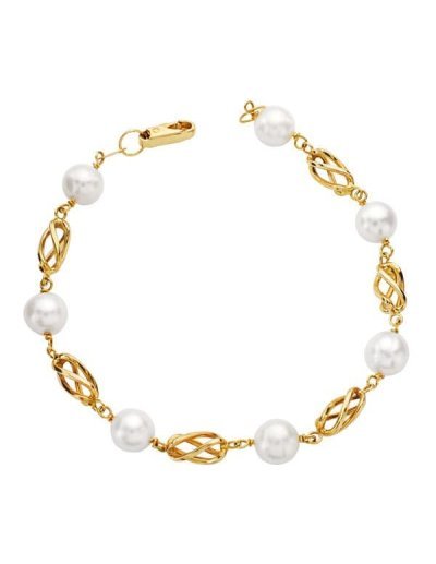 18K PULSERA PERLA Y JAULA...