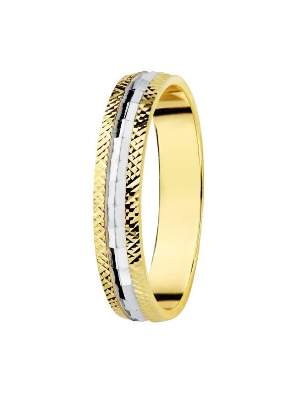 9K ALIANZA ORO BICOLOR TALLADA 3..5 MM