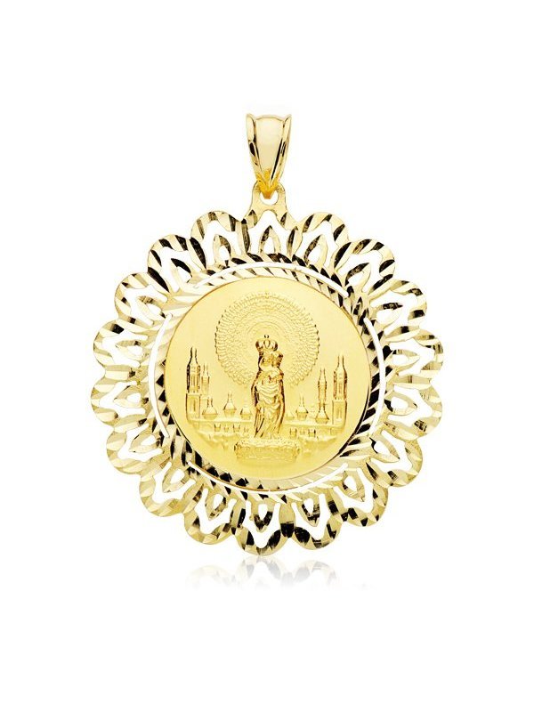 9K MEDALLA CERCO VIRGEN PILAR 36 MM