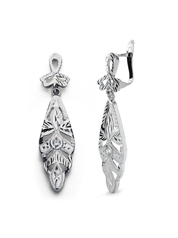 9K PENDIENTES ORO BLANCO CIGARRON....