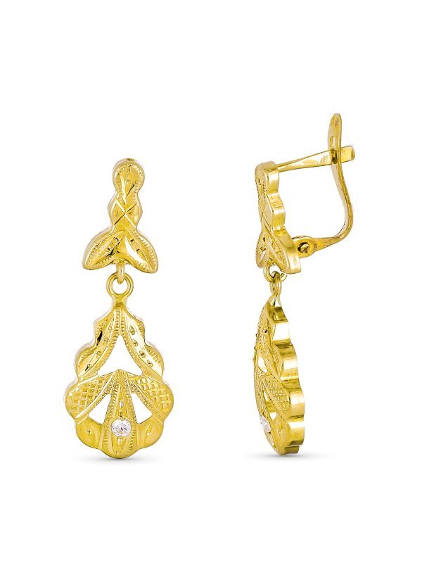 9K PENDIENTES ORO AMARILLO CUBANA DOS...