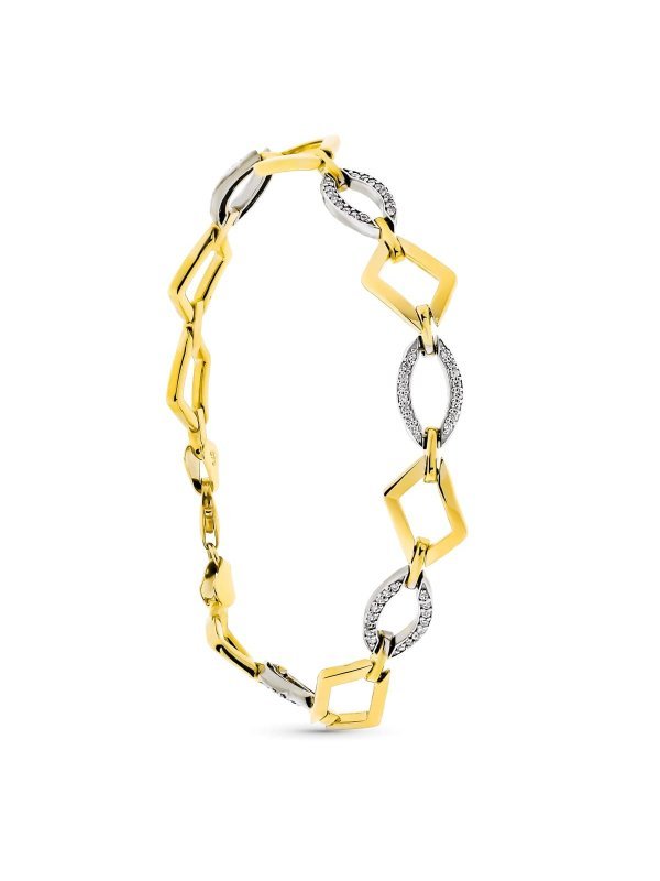 9K PULSERA ORO BICOLOR ROMBOS CON...