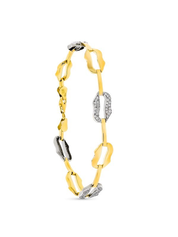 9K PULSERA ORO BICOLOR 19 CM