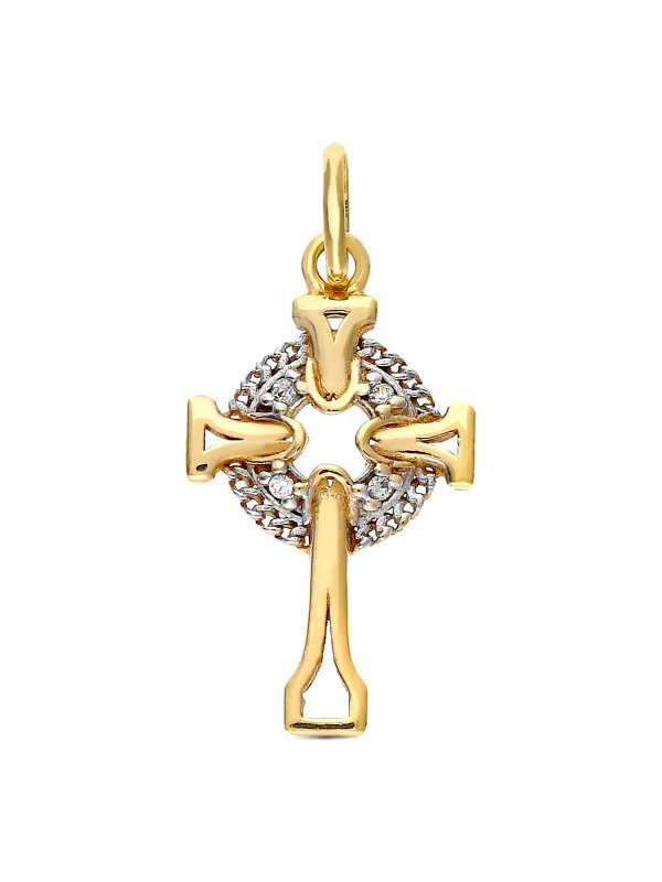 9K CRUZ SIN CRISTO ORO BICOLOR CELTA...