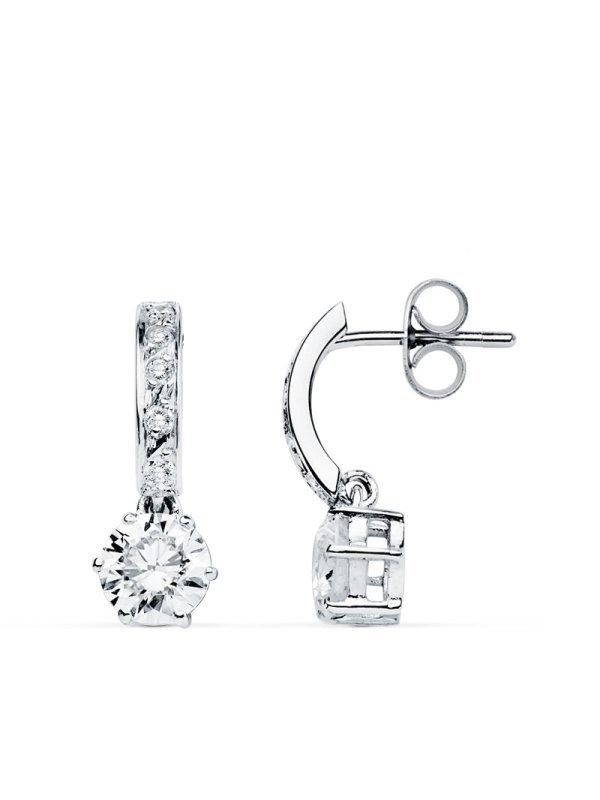 9K PENDIENTES ORO BLANCO CIRCONITAS...