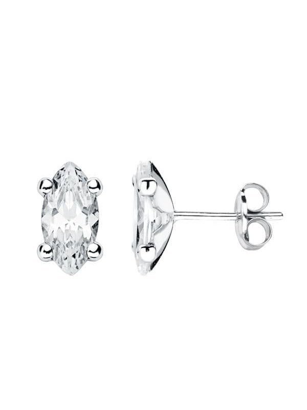 9K PENDIENTES ORO BLANCO PIEDRA GARRAS