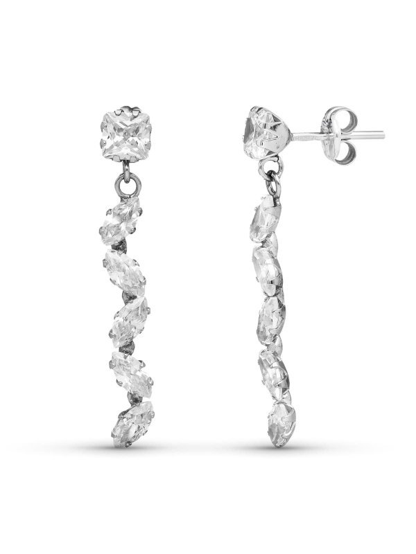 9K PENDIENTES ORO BLANCO LARGOS...