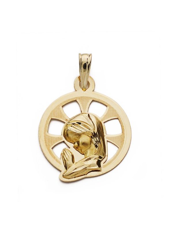 9K MEDALLA VIRGEN NIÑA CALADA 22X17 MM