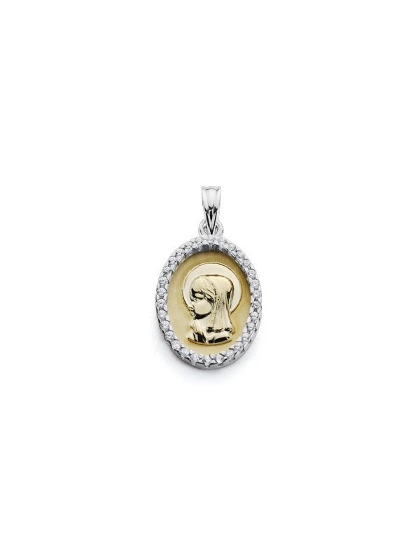 9K MEDALLA VIRGEN NIÑA BICOLOR 20X13MM