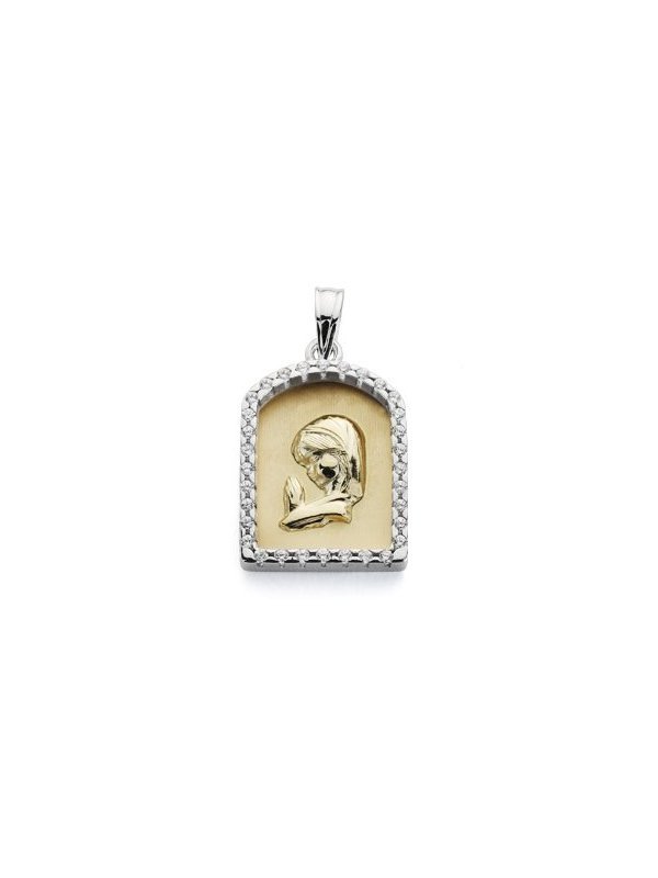 9K MEDALLA VIRGEN NIÑA BICOLOR 21X14 MM