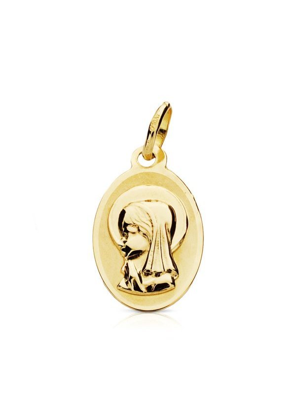 9K MEDALLA VIRGEN NIÑA OVAL. 17X10 MM