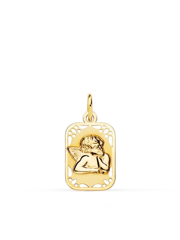 9K MEDALLA RECTANGULAR ANGELITO...