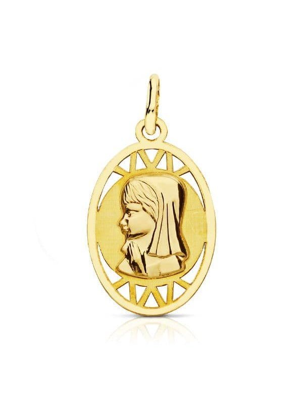 9K MEDALLA VIRGEN NIÑA OVAL CALADA...