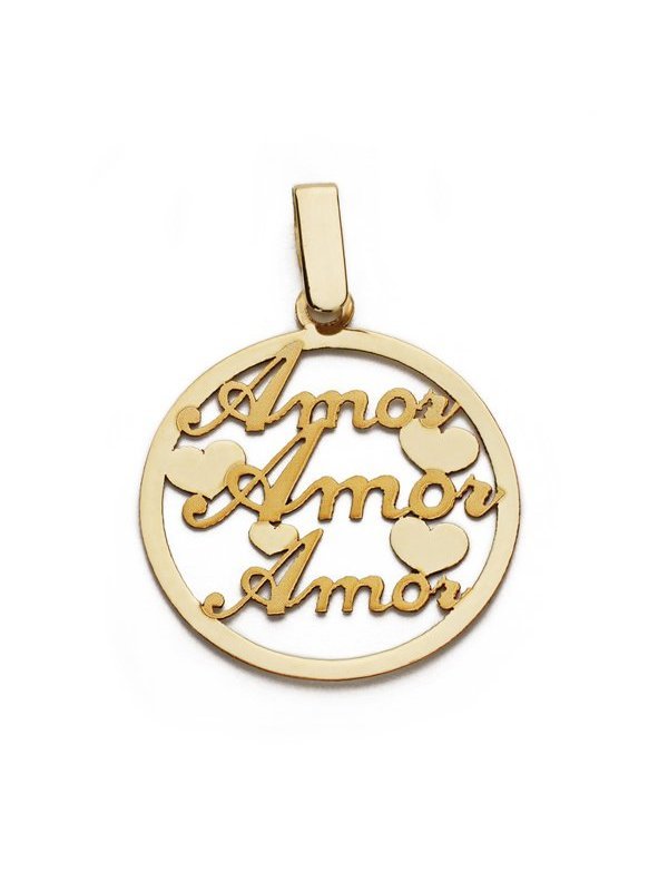 9K COLGANTE ORO AMARILLO AMOR 19 MM