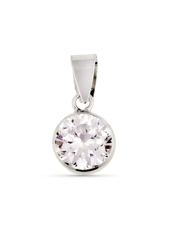 9K COLGANTE ORO BLANCO REDONDO CHATON...