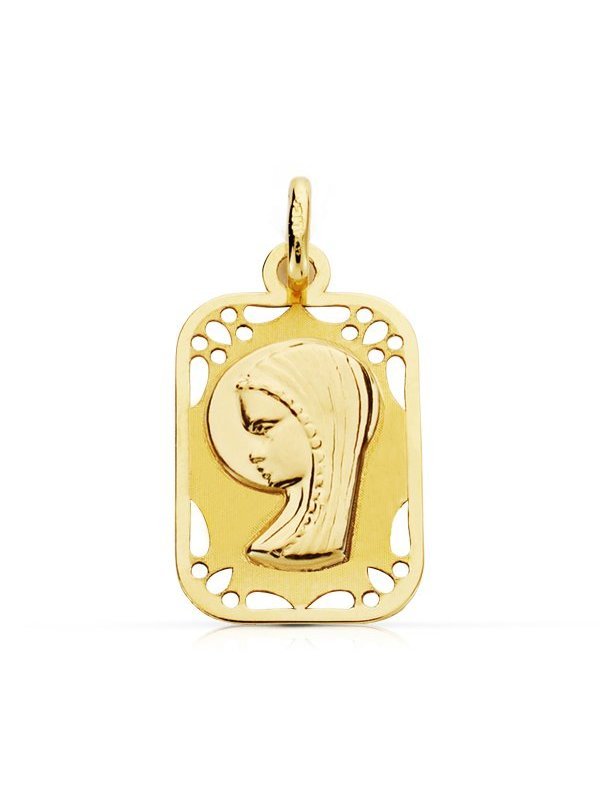 9K MEDALLA VIRGEN NIÑA CALADA 16X11 MM