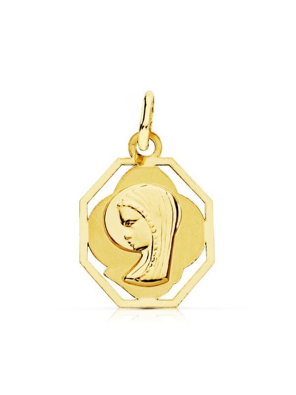 9K MEDALLA VIRGEN NIÑA CERCO. 15X13 MM