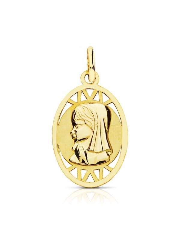 9K MEDALLA VIRGEN NIÑA OVAL. 21X12 MM