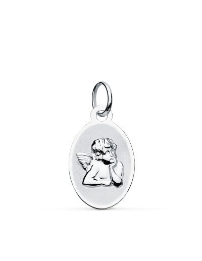 9K MEDALLA ORO BLANCO ANGEL...