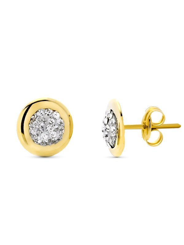 9K PENDIENTES ORO AMARILLO REDONDOS 8...