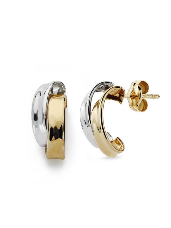 9K PENDIENTES BANDAS BICOLOR 14X6 MM