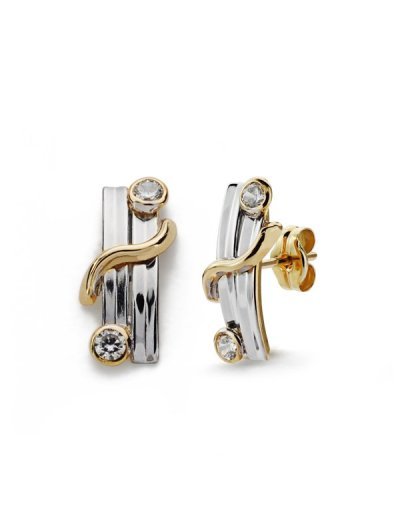 9K PENDIENTES BICOLOR 15X6 MM