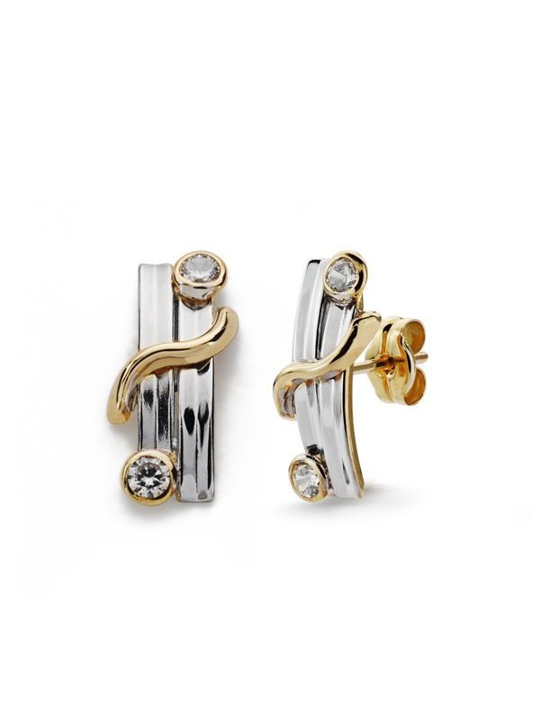 9K PENDIENTES BICOLOR 15X6 MM