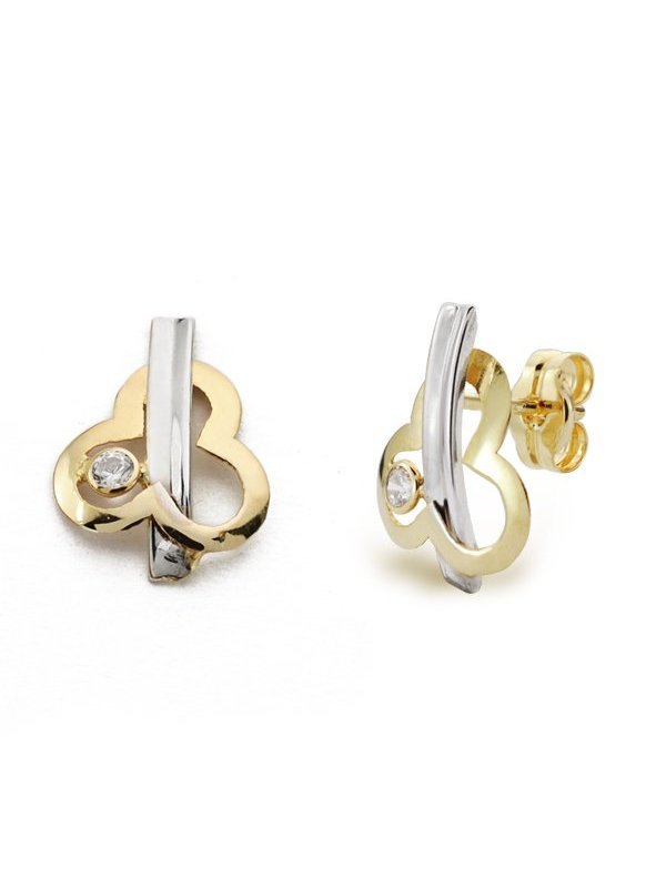 9K PENDIENTES BICOLOR CIRCONITA 12X9 MM