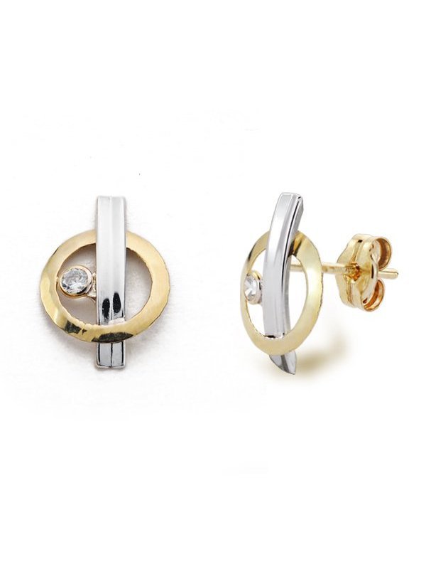 9K PENDIENTES ORO BICOLOR CIRCONITA...