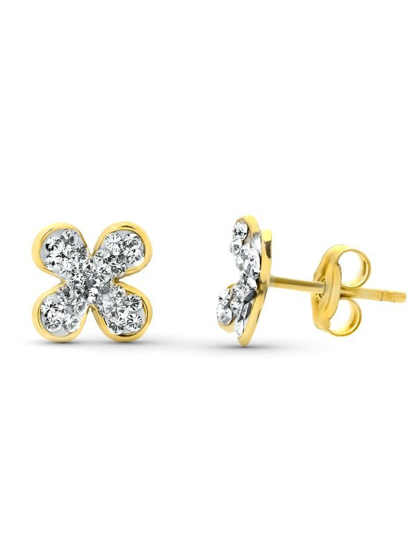 9K PENDIENTES ORO AMARILLO FLOR...