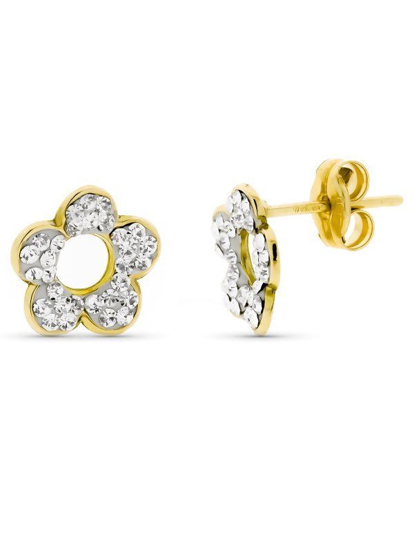 9K PENDIENTES ORO AMARILLO FLOR...