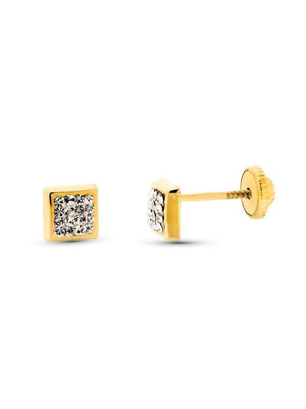 9K PENDIENTES ORO AMARILLO CUADRADOS...
