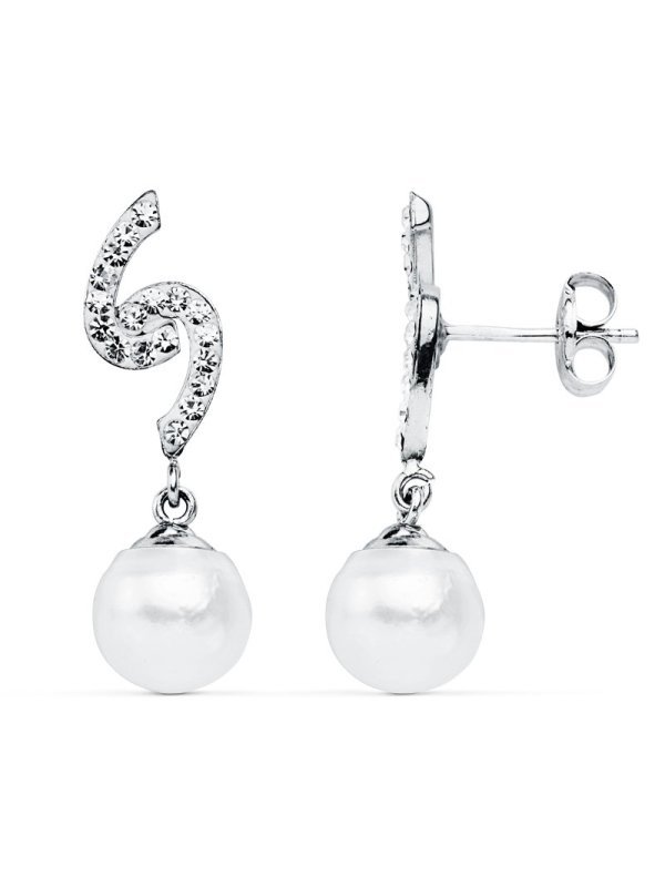 9K PENDIENTES ORO BLANCO PERLA 8 MM...
