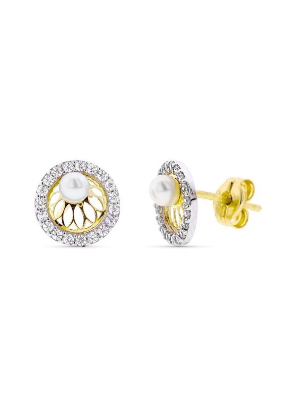 9K PENDIENTES ORO BICOLOR REDONDOS...