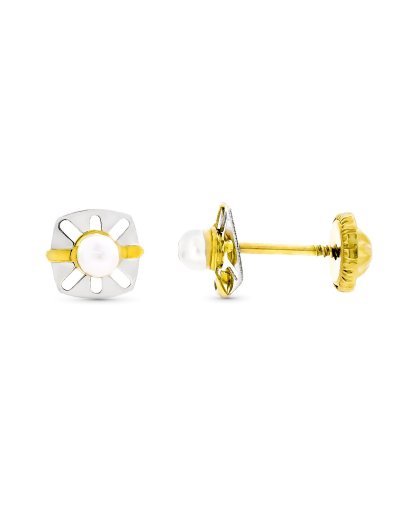9K PENDIENTES ORO BICOLOR...