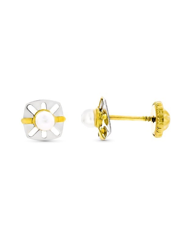 9K PENDIENTES ORO BICOLOR CALADOS CON...