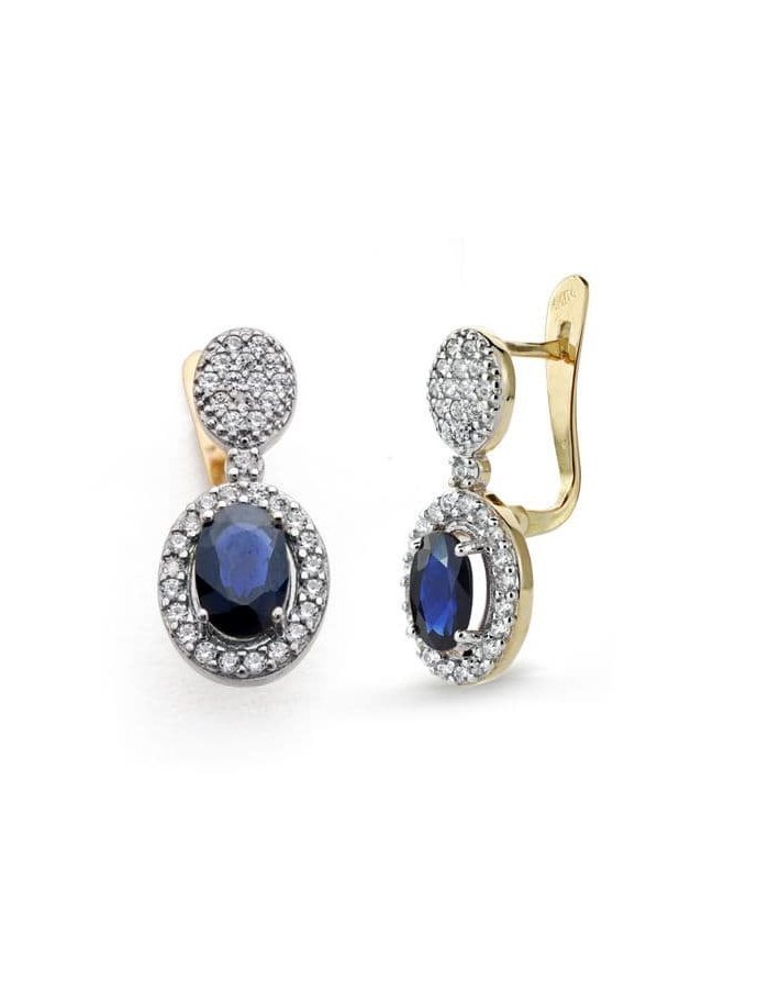 9K PENDIENTES ZAFIRO AZUL 1.24 QT Y...