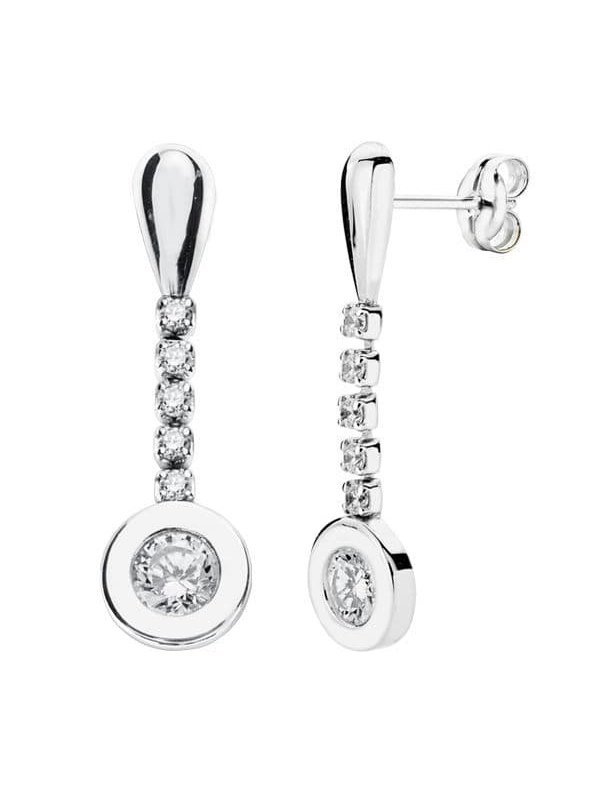 9K PENDIENTES ORO BLANCO LARGOS CON...