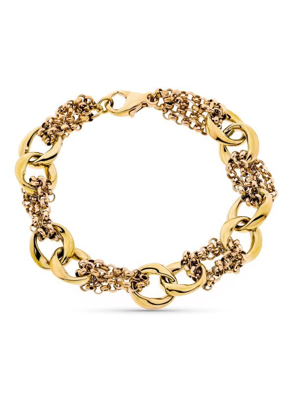 9K PULSERA HUECA TRICOLOR 18 CM