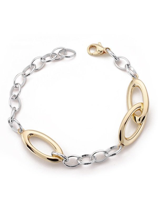 9K PULSERA ORO BICOLOR HUECA 20CM