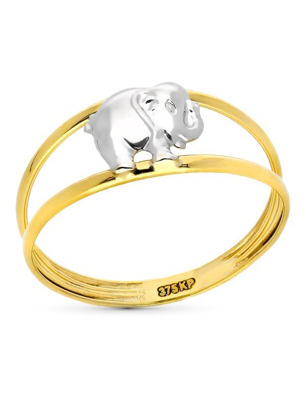 9K SORTIJA ORO BICOLOR ELEFANTE...