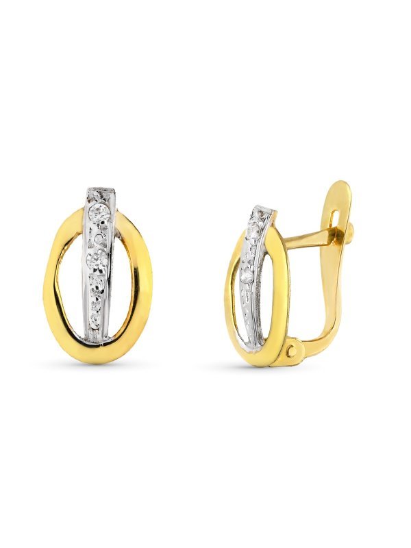 9K PENDIENTES BICOLOR 10X6 MM