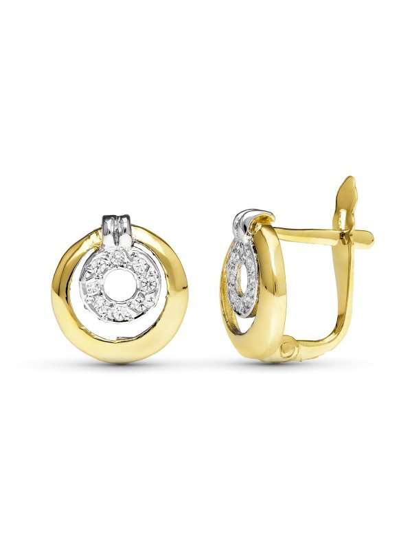 9K PENDIENTES ORO BICOLOR CIRCONITAS...