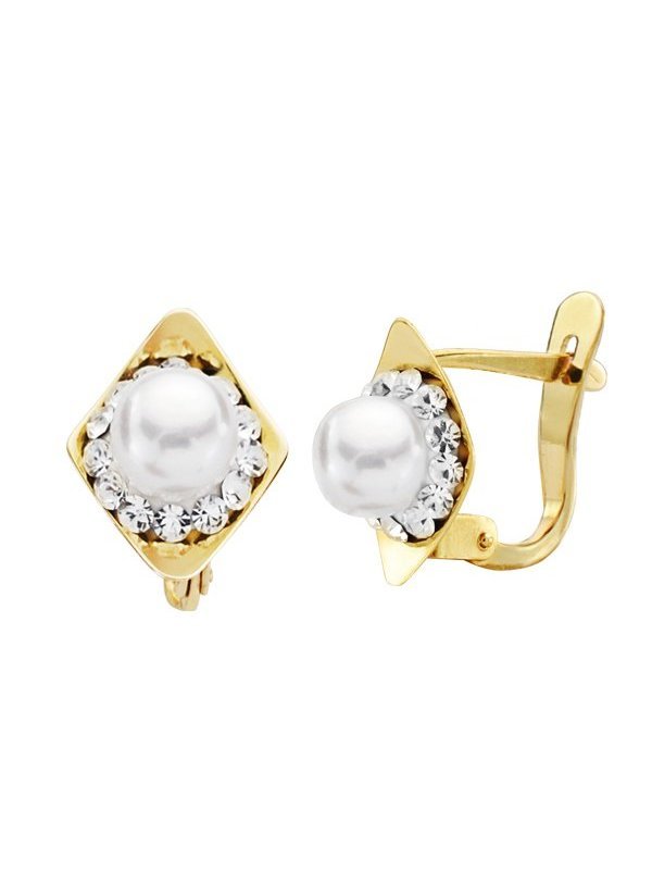 9K PENDIENTES PERLA 10X8 MM