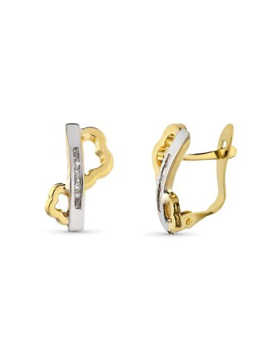9K PENDIENTES BICOLOR 13X7 MM