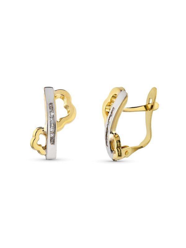9K PENDIENTES BICOLOR 13X7 MM
