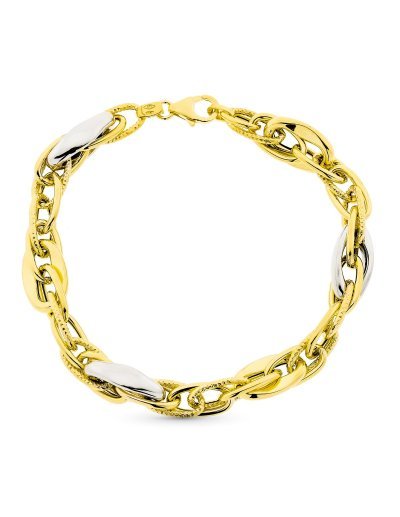 9K PULSERA ORO BICOLOR 20 CM