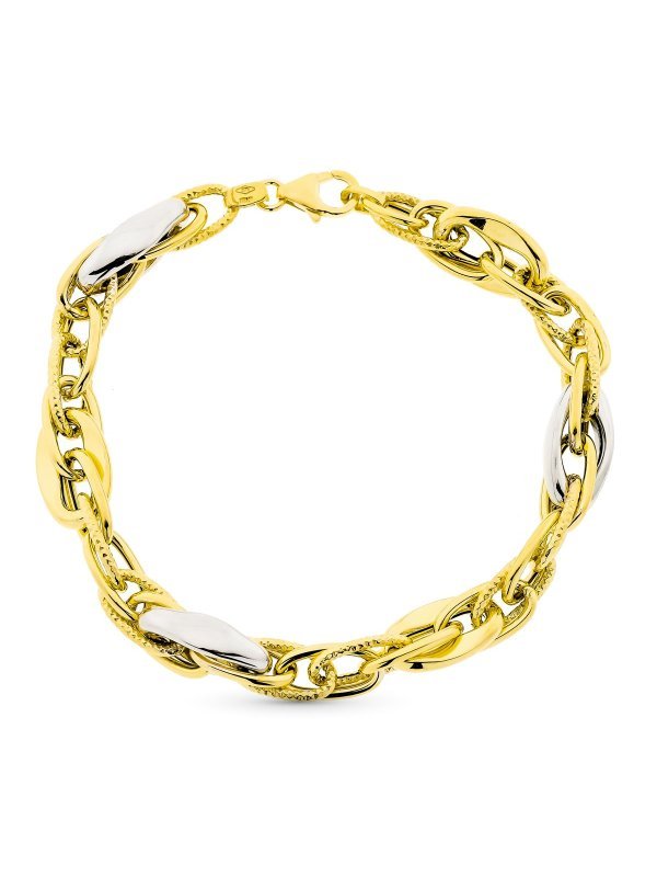 9K PULSERA ORO BICOLOR 20 CM